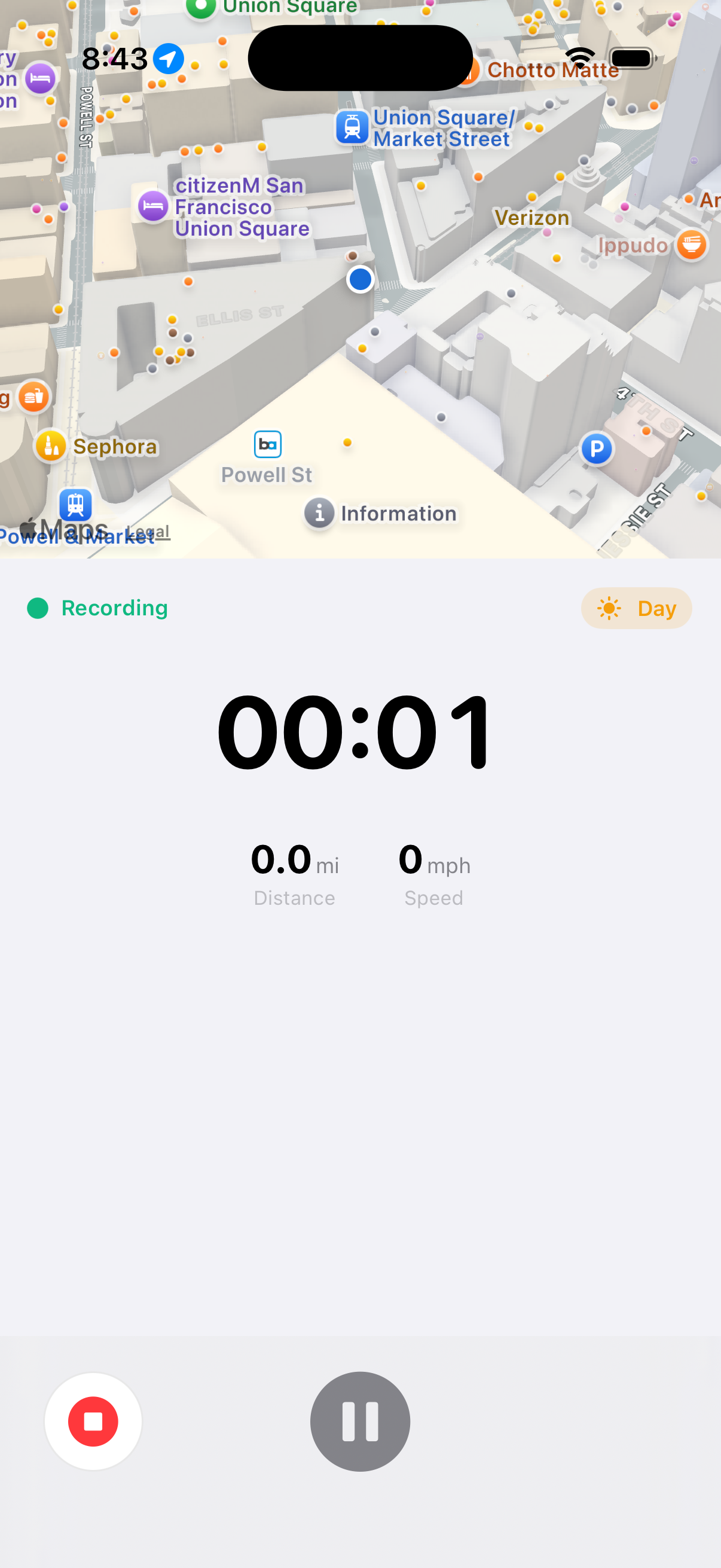 Active drive screen with live map